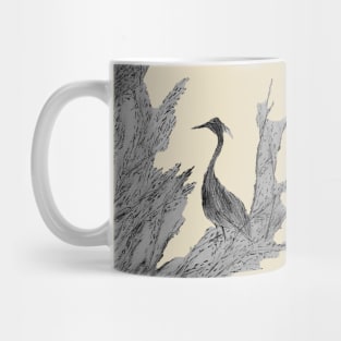 Grayscale blue heron Mug